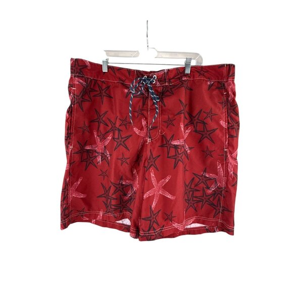 Chaps Swim Trunks Mens XXL Red Starfish Print Board Shorts Beachwear Swim Trunks - Picture 2 of 8